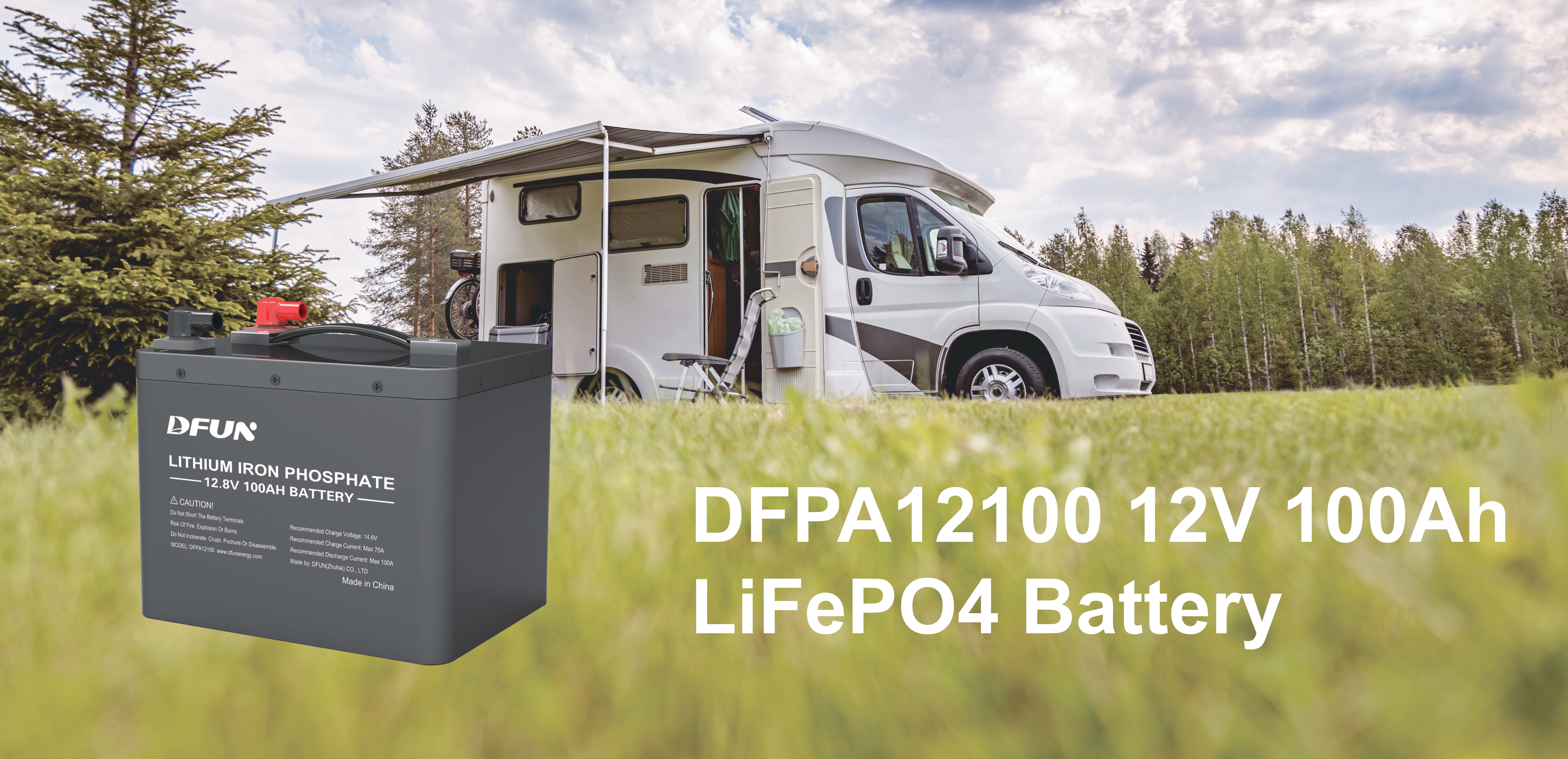 DFPA12100 LiFePO4 Battery 12V 100Ah Heading Batería DFPA12100 LiFePO4 12V 100Ah Rumbo