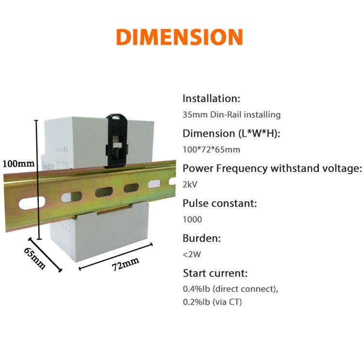 Medidor de energía trifásico DFPM93 5A vía dimensión CT