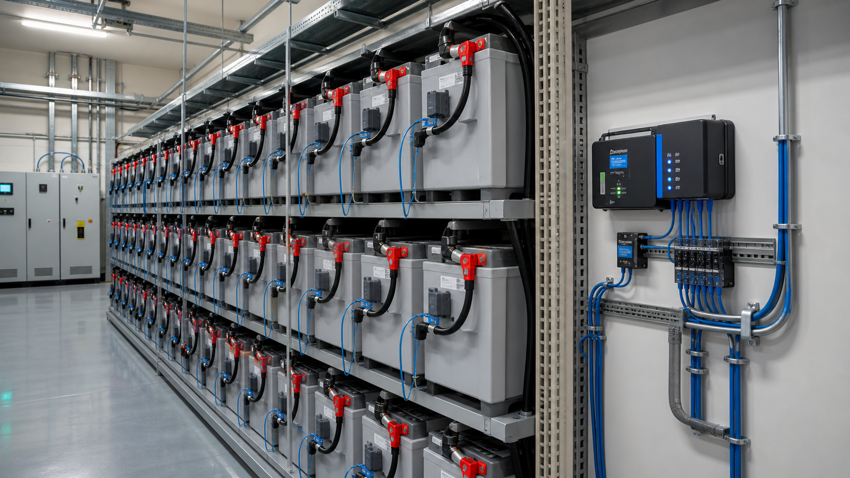 Banco de bater&iacute;as de CC de subestaci&oacute;n con sistema de monitoreo de bater&iacute;as en l&iacute;nea 